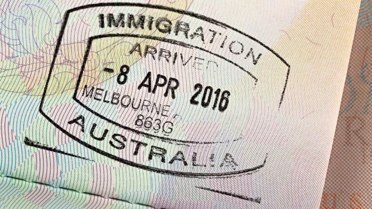 An Australian entry stamp in a passport