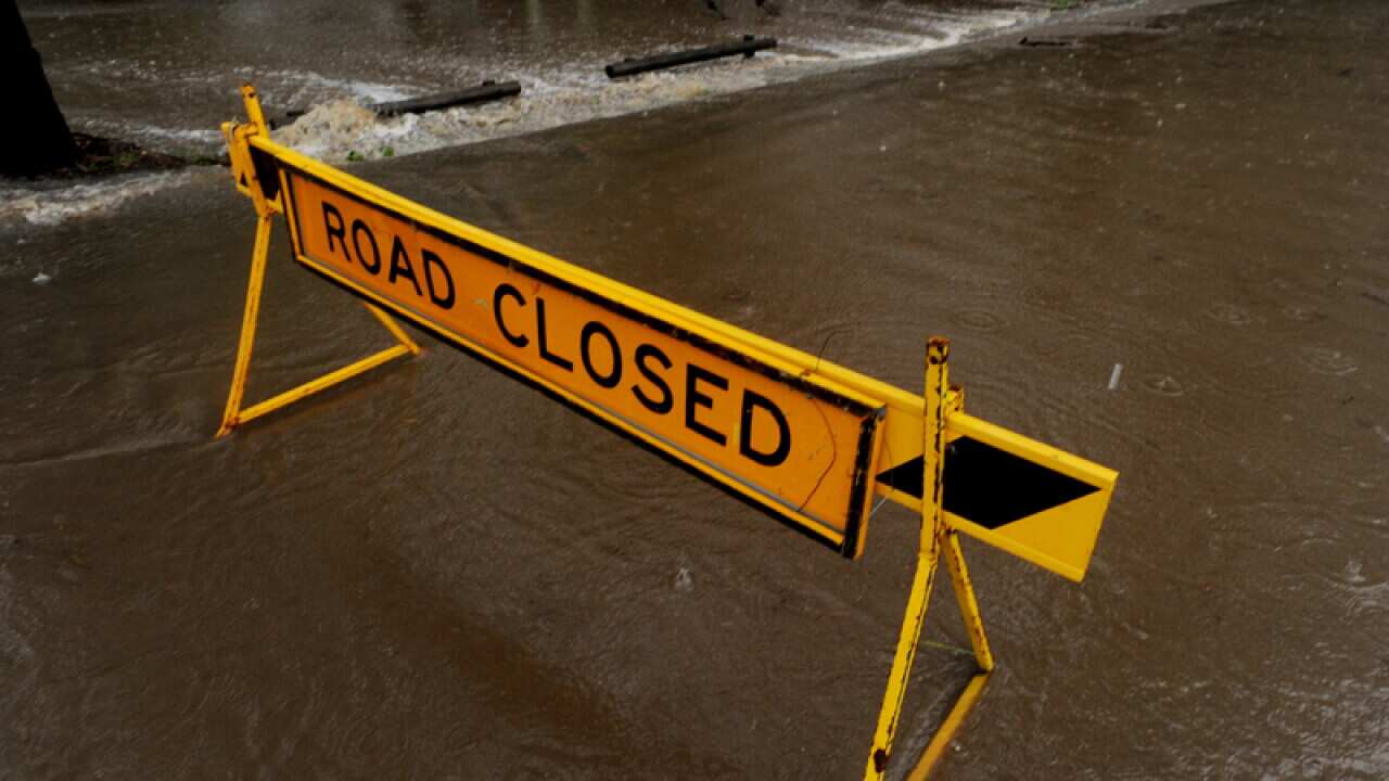 A road closed sign