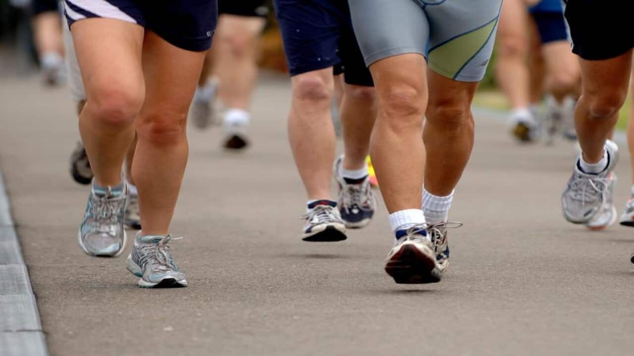 Jogging in Hyde Park in Sydney