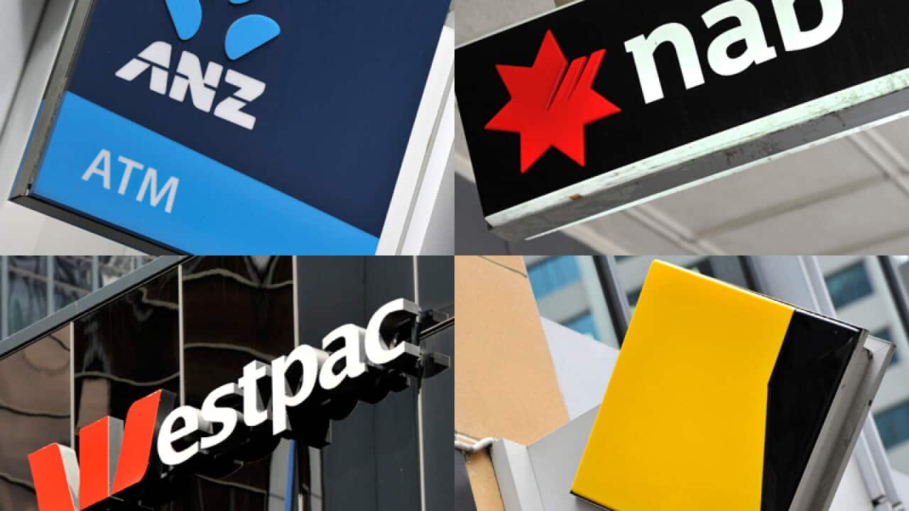 A composite image of signage of the big four banks