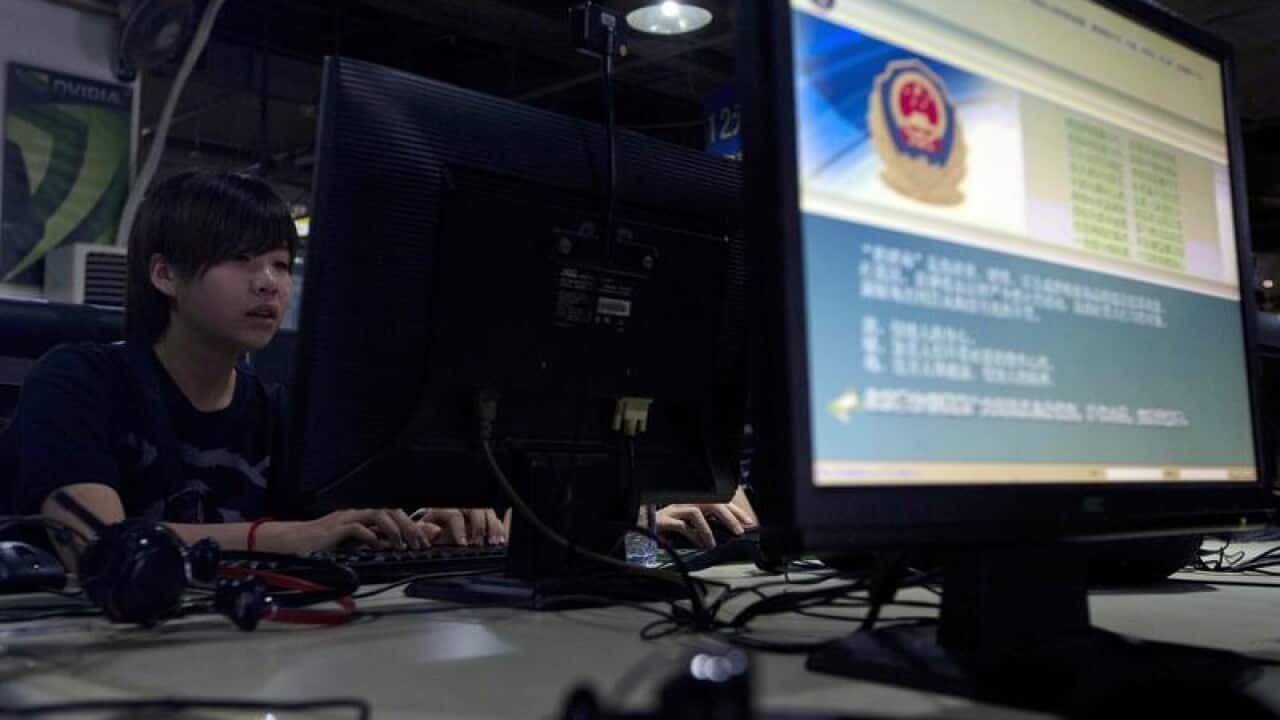 computer users sit near a monitor