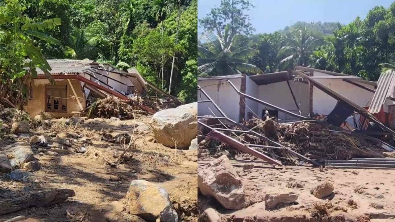 Damaged houses in upcountry region in Sri Lanka