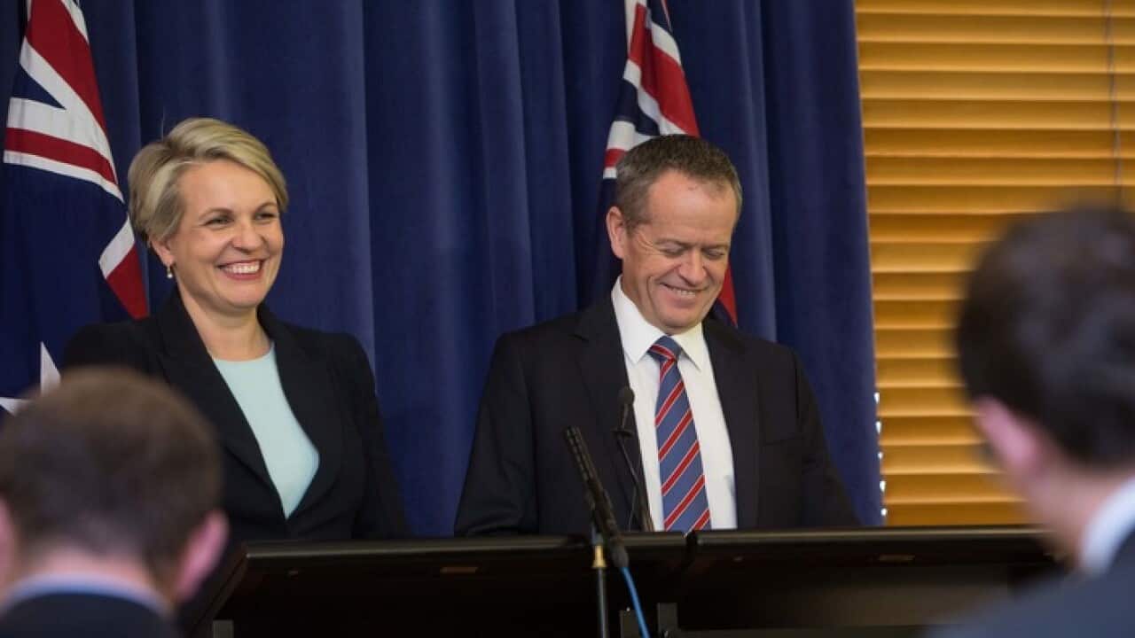 Opposition Leader Bill Shorten and his deputy, Tanya Plibersek announce the line up of the Labor party's new shadow cabinet in Parliament House in Canberra, Saturday July 23, 2016. (AAP Image/Andrew Taylor) NO ARCHIVING, EDITORIAL USE ONLY
