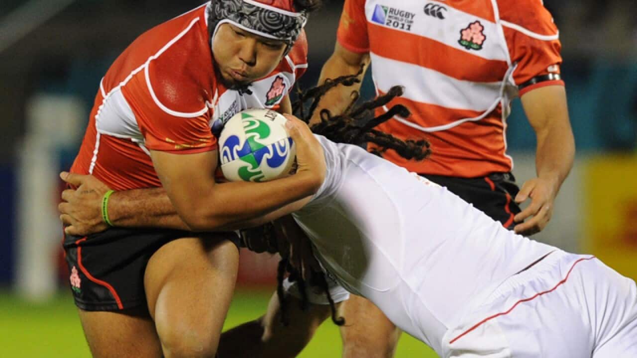 Scott Fuglistaller (left)of the Melbourne Rebels