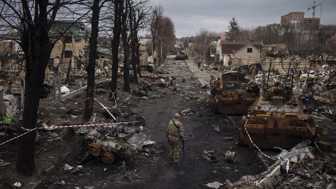 In the Ukrainian town of Bucha mass graves and bodies tied and shot at close range have been found since the withdrawal of Russian troops