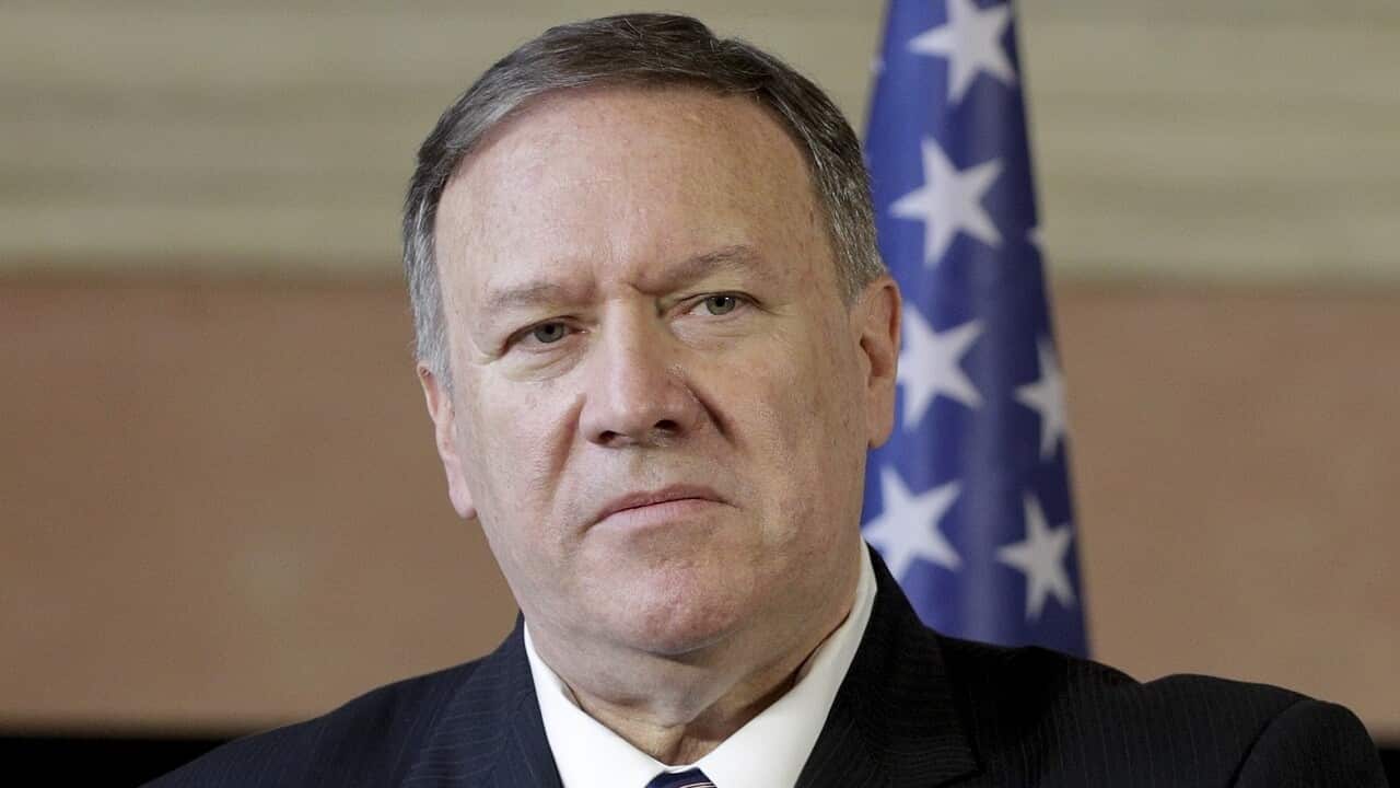 US Secretary of State Mike Pompeo meets the media in Rome on Wednesday.