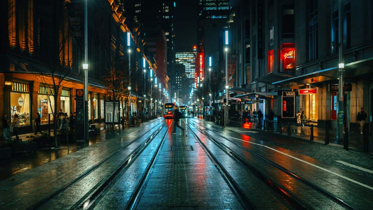 A Rainy Winter Night George Street, Sydney, New South Wales