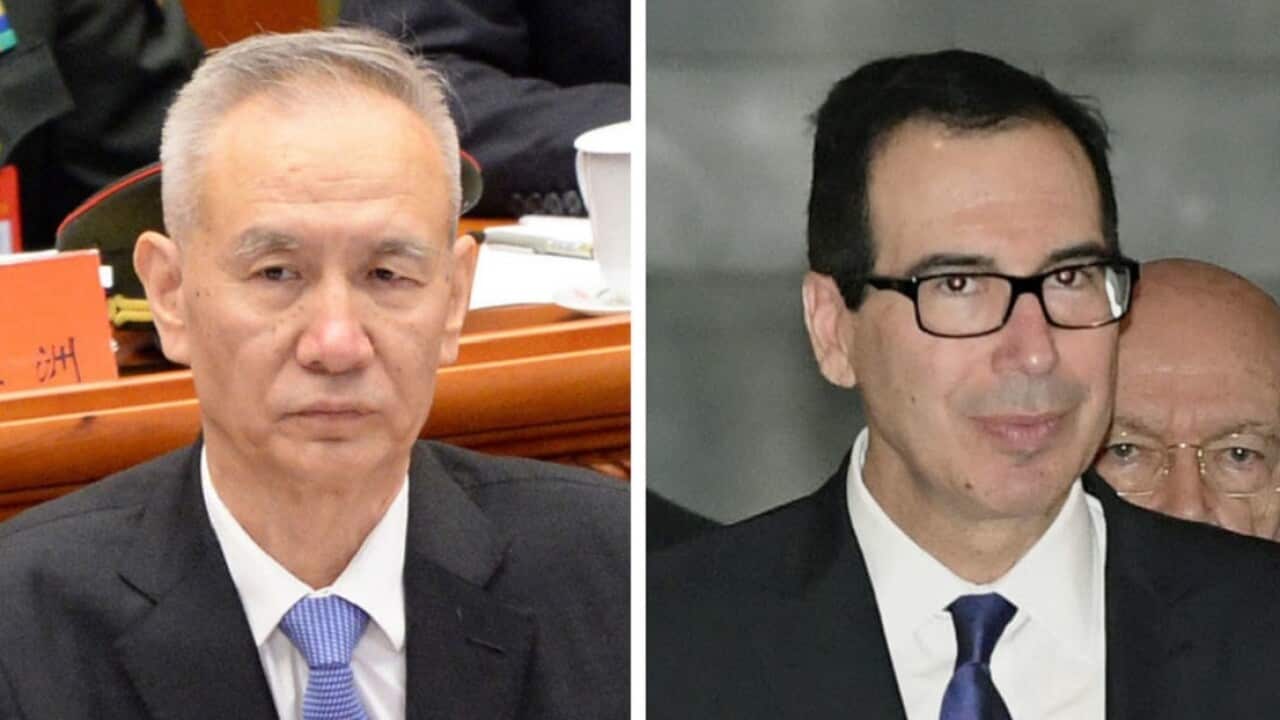 The trade negotiations were led by Chinese Vice Premier Liu He, left, and US Treasury Secretary Steven Mnuchin. 