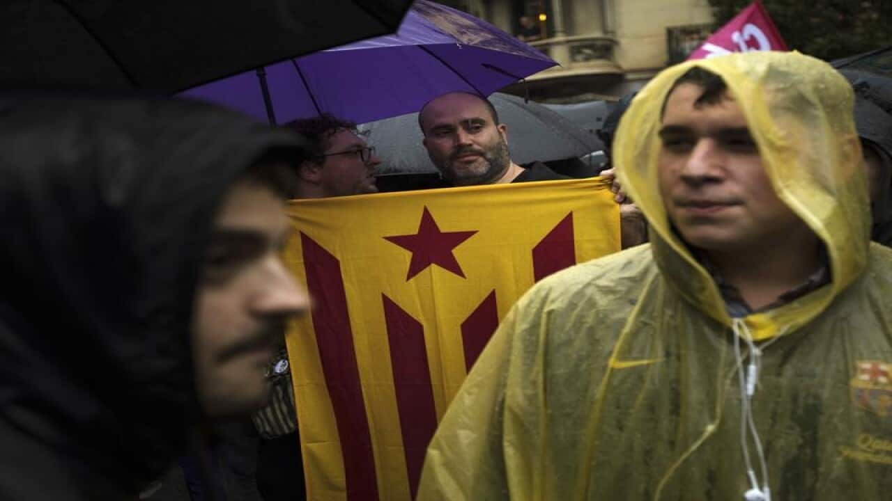 Pro-independence protesters in Barcelona.