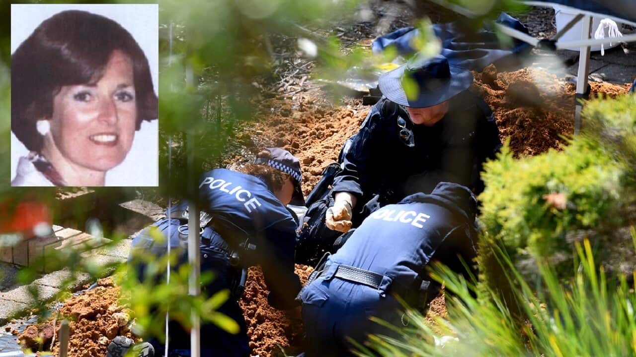 NSW Police and Forensic Services personnel are digging by hand at Lynette Dawson's former home. 