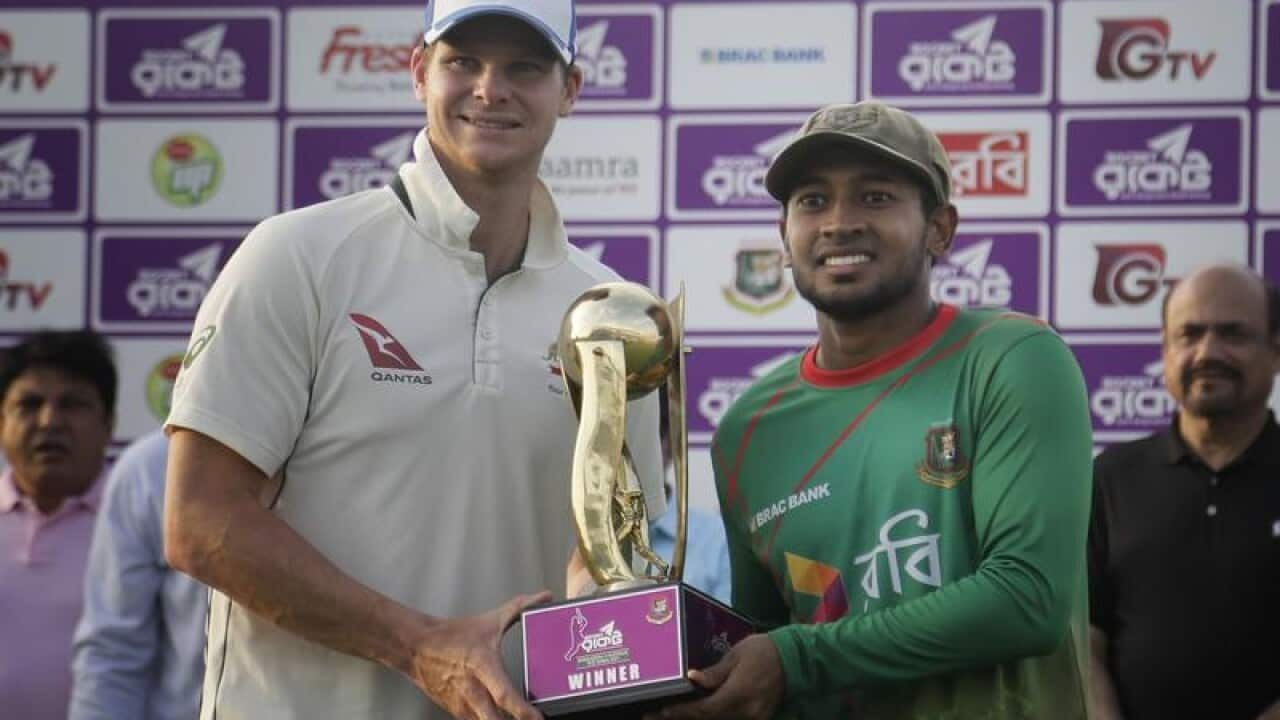 Australia captain Steve Smith and Bangladesh captain Mushfiqur Rahim