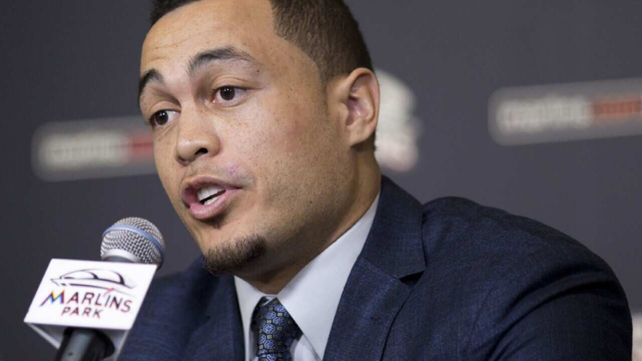 Miami Marlins baseball player Giancarlo Stanton