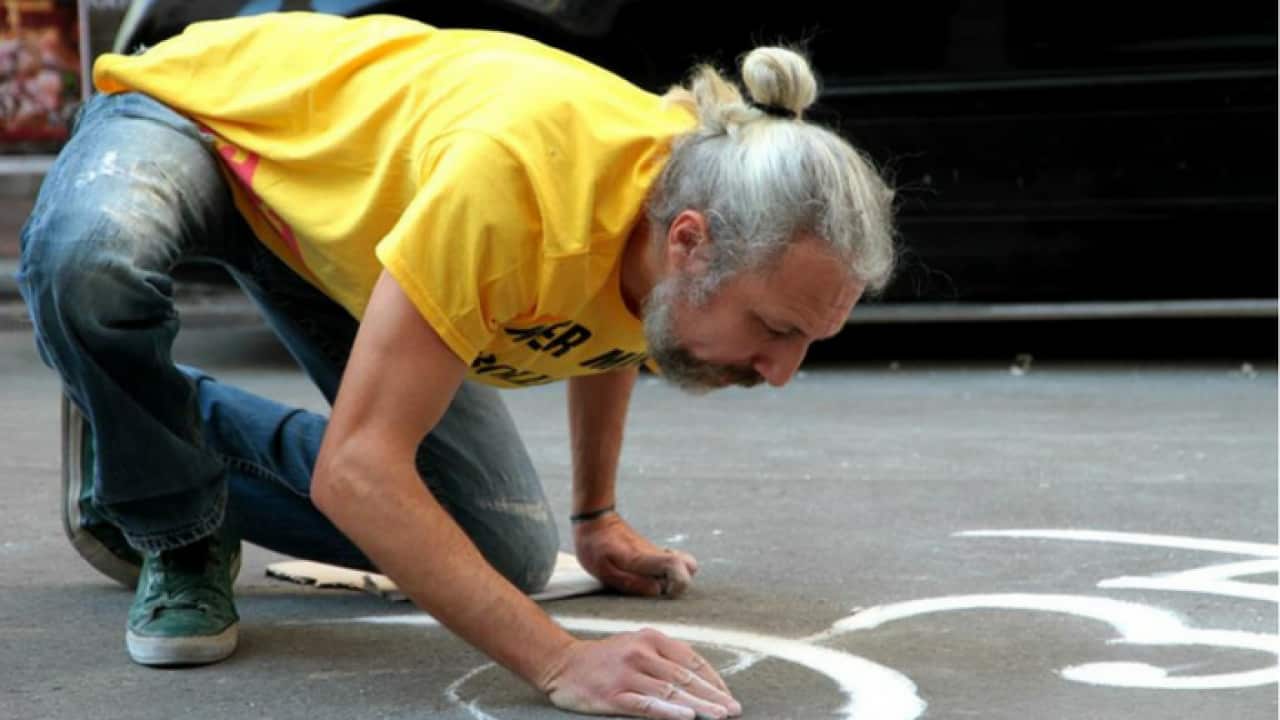 Greek street artist Dimitris Koletsis