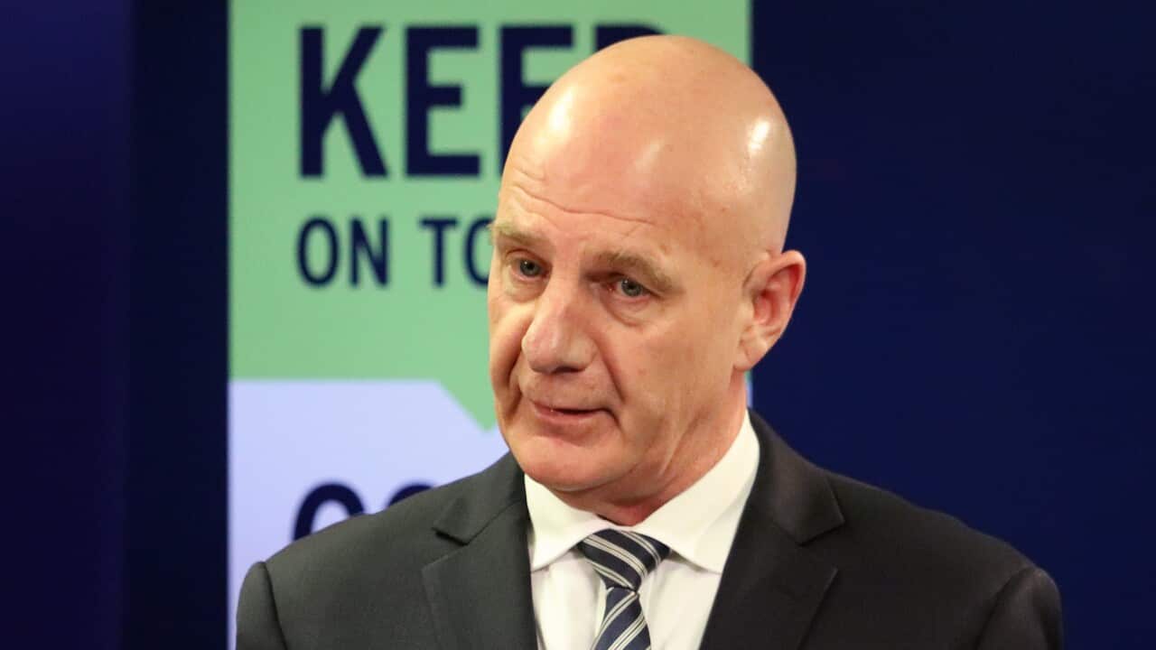 Tasmanian Premier Peter Gutwein speaks to the media during a coronavirus briefing in Hobart