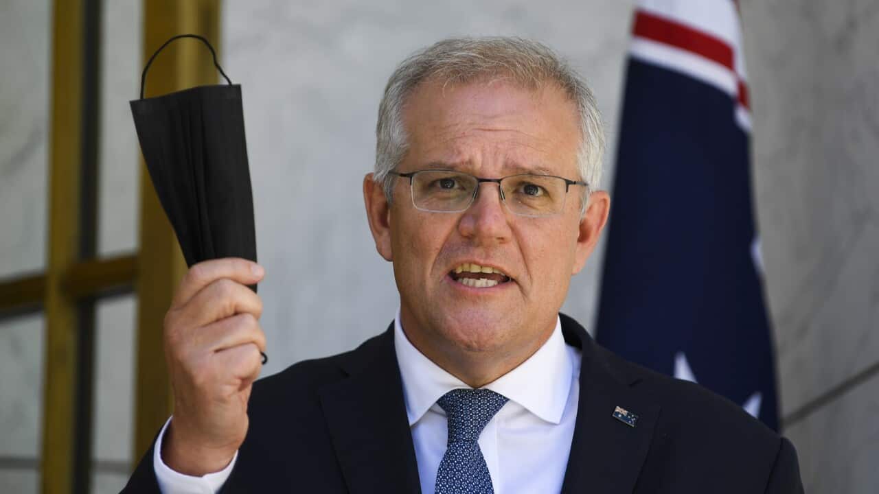 Scott Morrison speaking after National Cabinet (AAP)