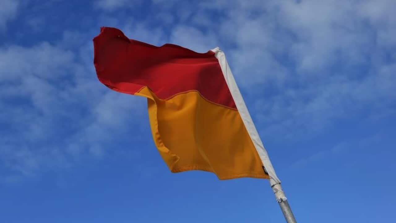 File photo of a lifeguard on duty flag
