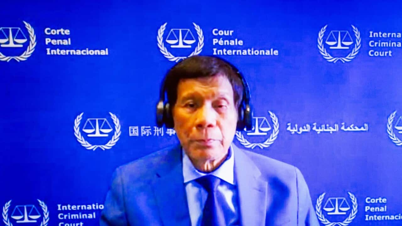 Rody Duterte at ICC pre-trial