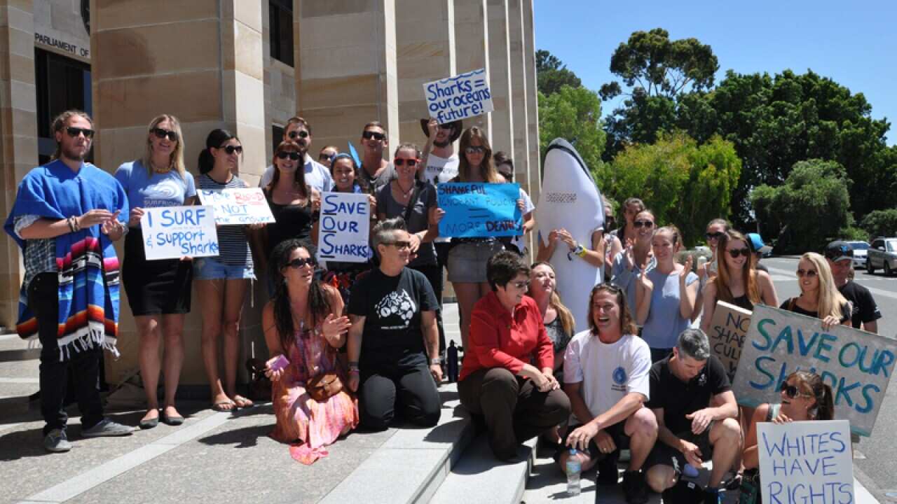 Protesters gather outside the WA parliament