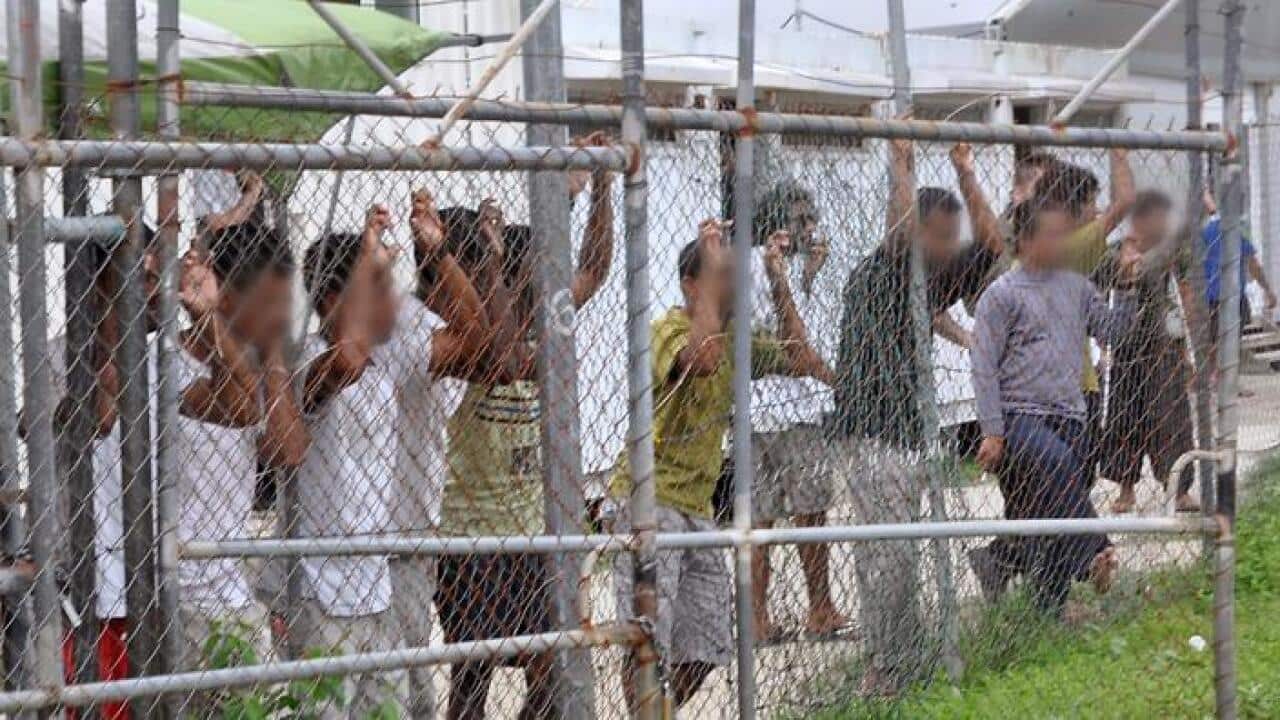 Asylum seekers at the Manus Island detention centre in March 2014.