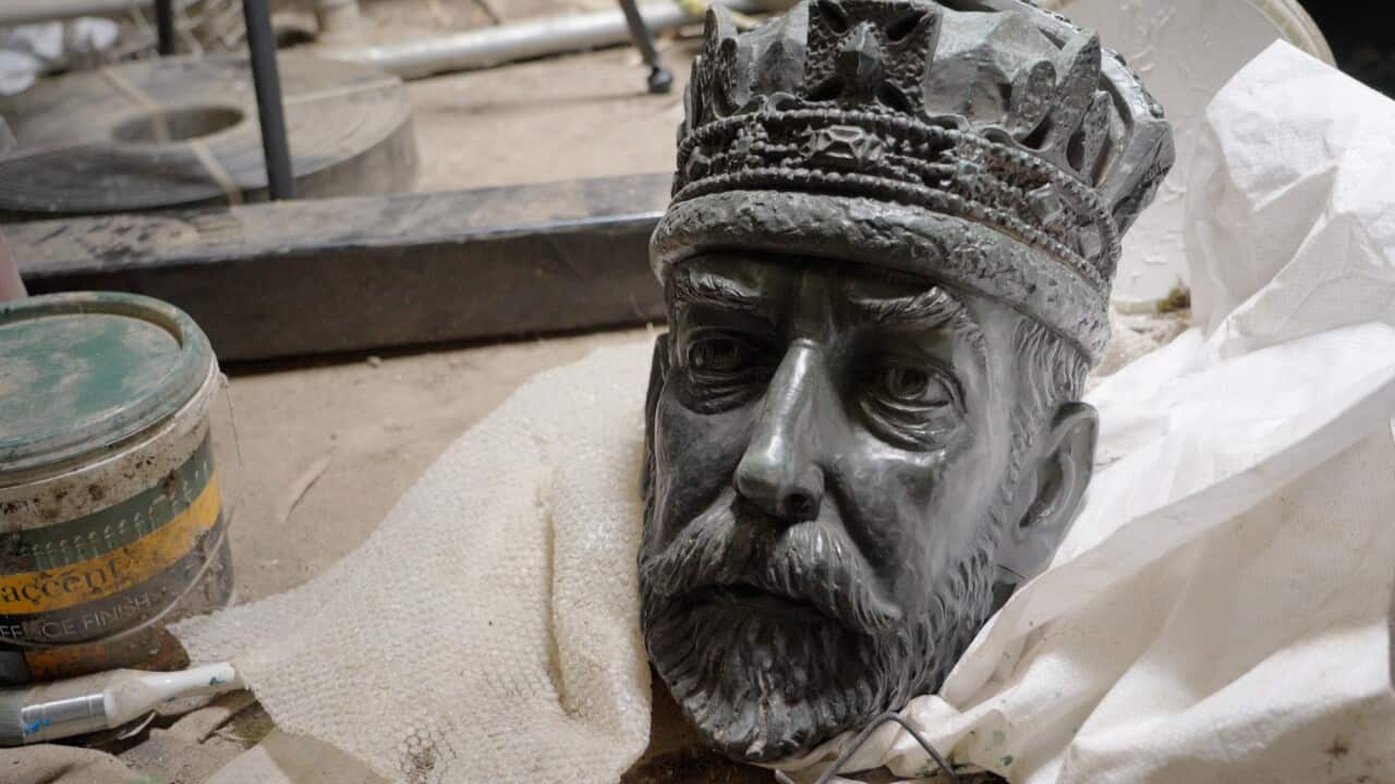 The head of the King George V in Melbourne's Kings Domain was removed on the King's Birthday public holiday last year_credit_SBS.jpg