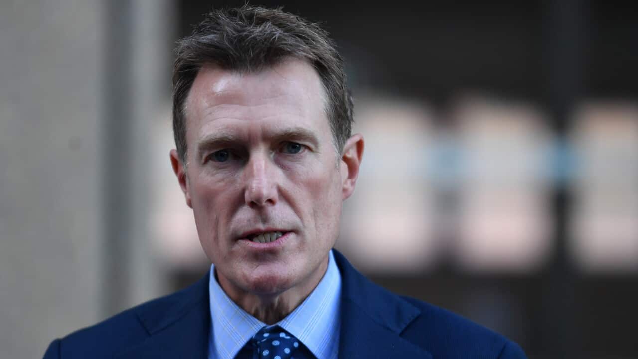 Christian Porter speaks to media in Perth.