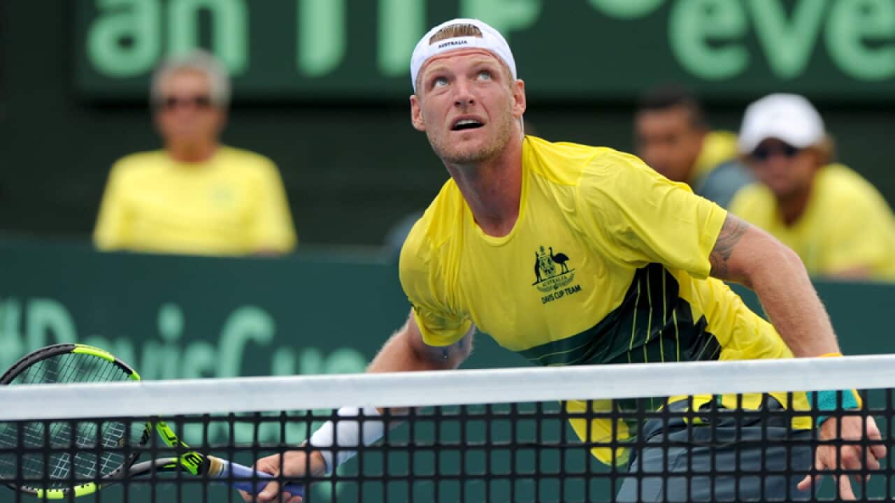 Sam Groth of Australia in action