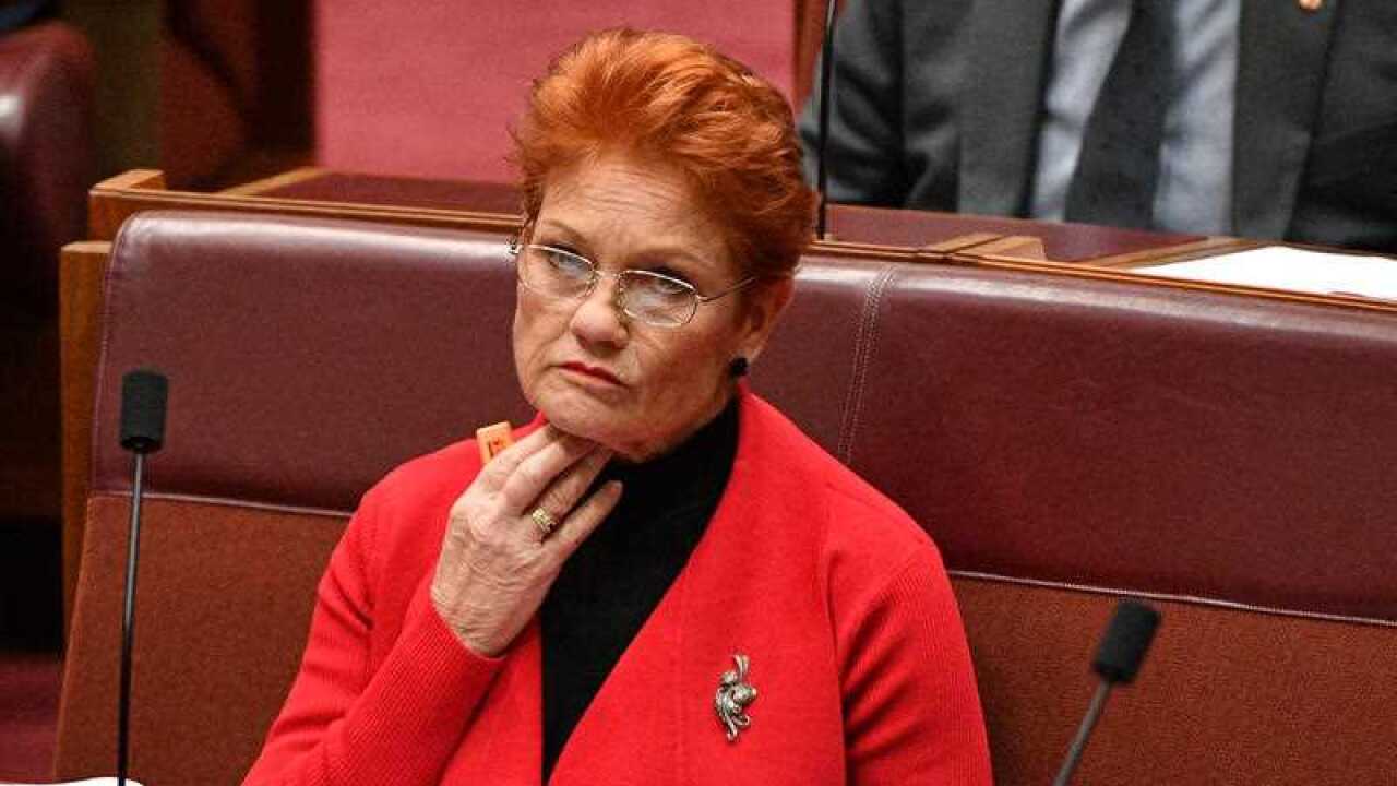 One Nation leader Senator Pauline Hanson during a division in the Senate chamber at Parliament House in Canberra, Monday, June 25, 2018.