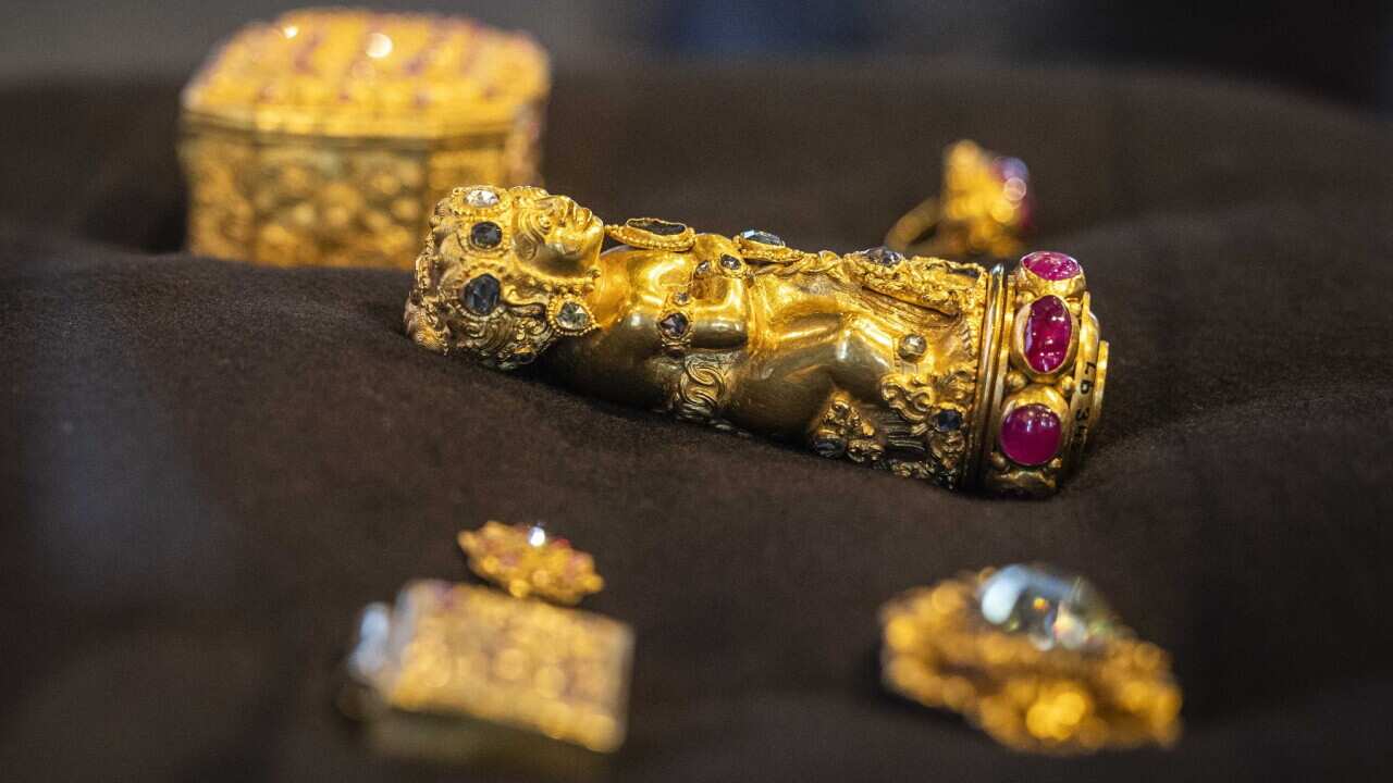 Diamonds from the Lombok treasure in Leiden, the Netherlands (AAP).