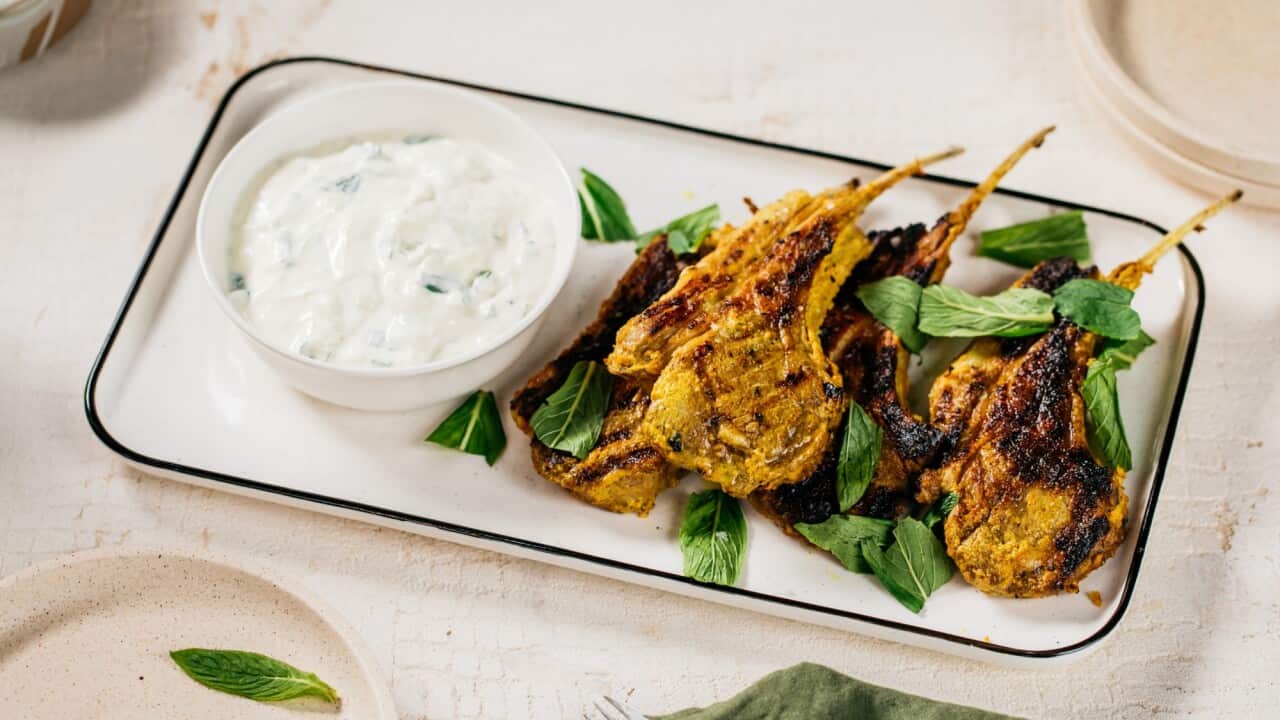 Spiced lamb chops with cucumber raita