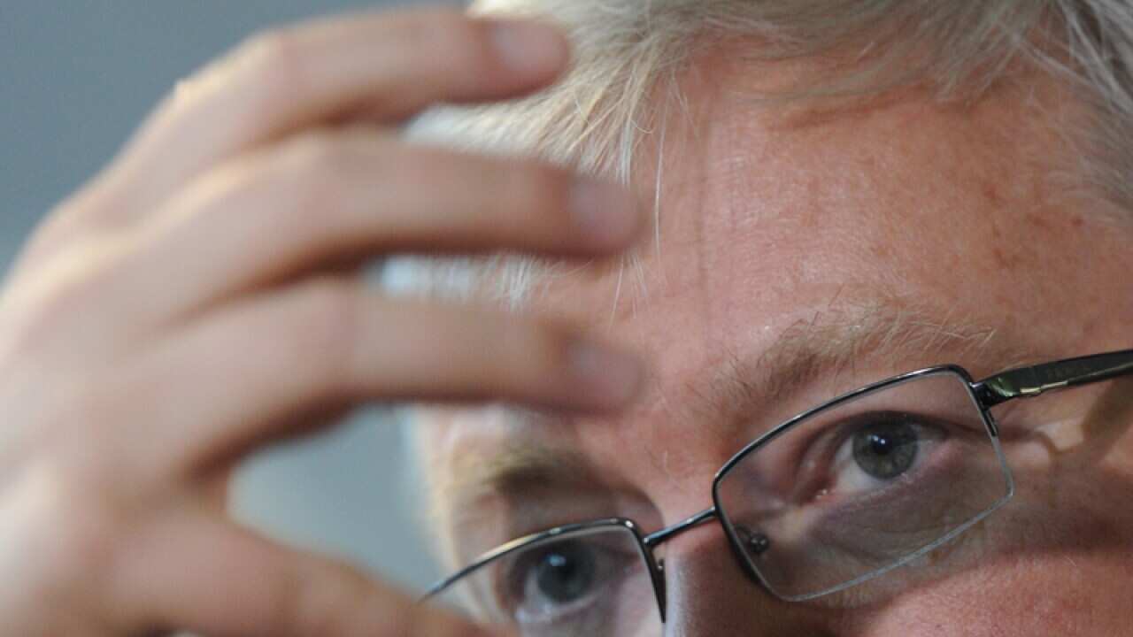 Prime Minister Kevin Rudd campaigning in Launceston