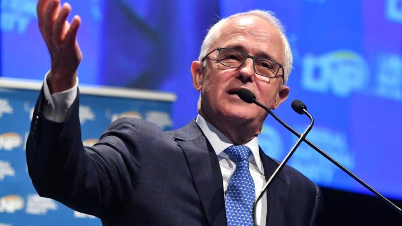 Prime Minister Malcolm Turnbull at the LNP convention in Brisbane.