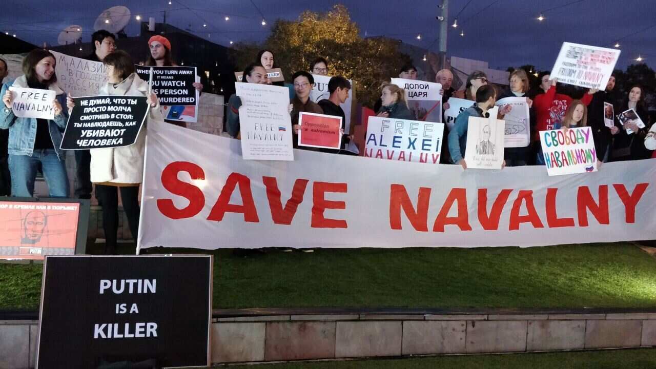 Protests in support of Alexei Navalny in Melbourne