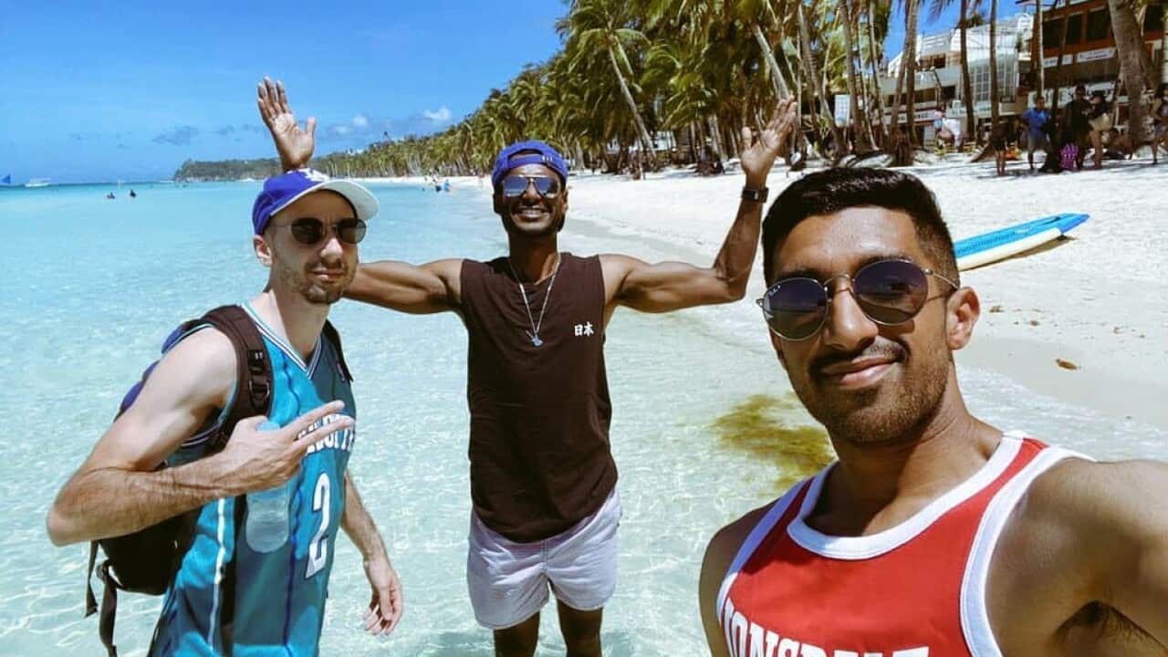 Elias Harrak, Tanila De Silva and Hasindu Saranguhewage in the Philippines