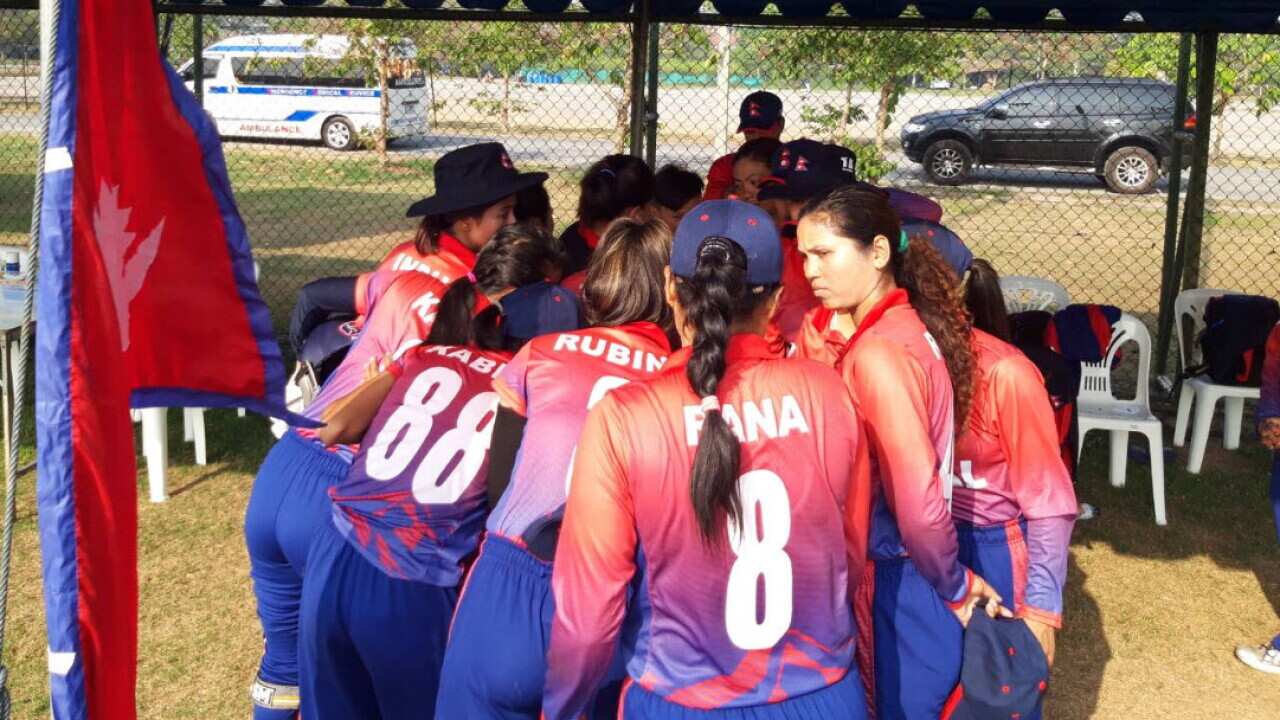 Nepali players during the women's T20 cricket smash in Thailand.