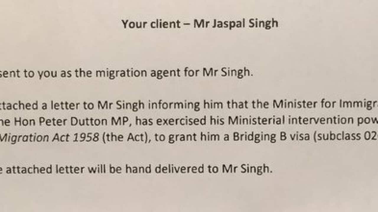 Part of the order signed by Minister Peter Dutton today