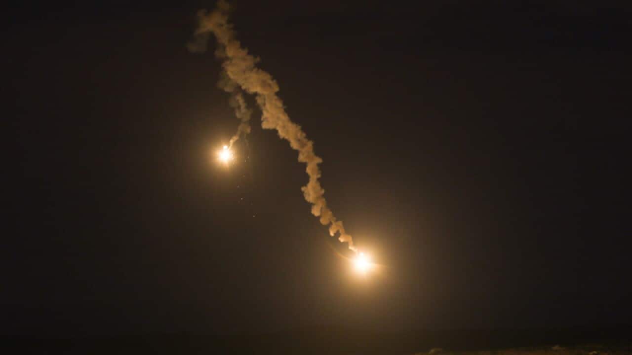 Flares fired by the Israeli army in the Gaza Strip.