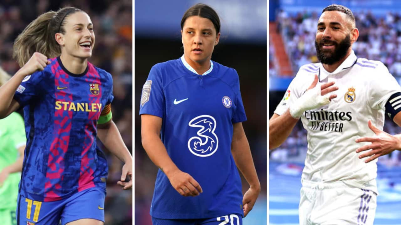 Alexia Putellas of Barcelona, Chelsea's Sam Kerr and Real Madrid star Karim Benzema