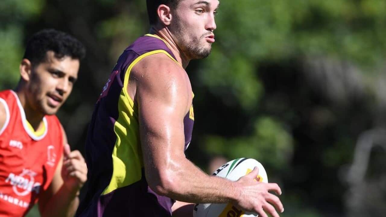 NRL player Corey Oates during a Brisbane Broncos training session.