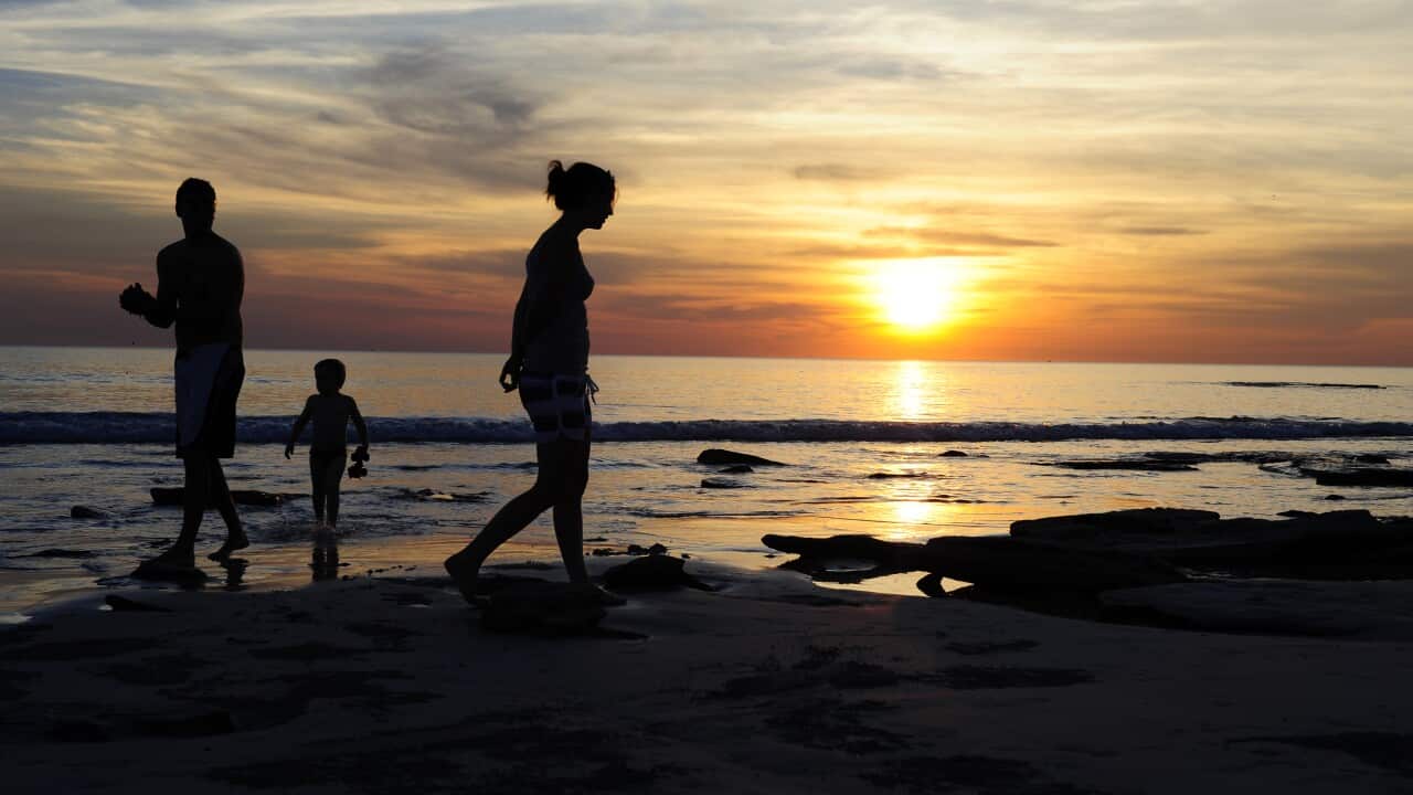 Sunset in Cable Beach in Broome, Western Australia, Saturday, May 28, 2011. (AAP Image/Dan Peled) NO ARCHIVING
