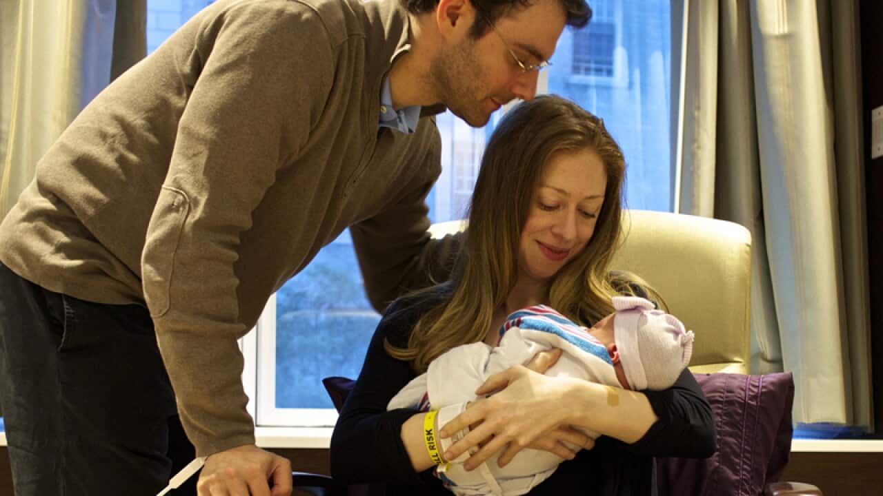 Chelsea Clinton, husband Marc Mezvinsky, and their daughter Charlotte