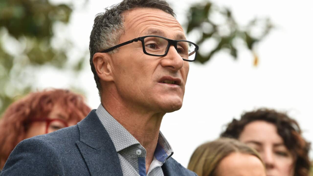 Australian Greens leader Richard Di Natale addresses the media in Melbourne