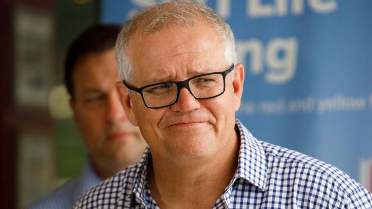 Prime Minister Scott Morrison speaks to the media during a press conference at the Collaroy Surf Life Saving Club in Sydney, Saturday, February 20, 2021