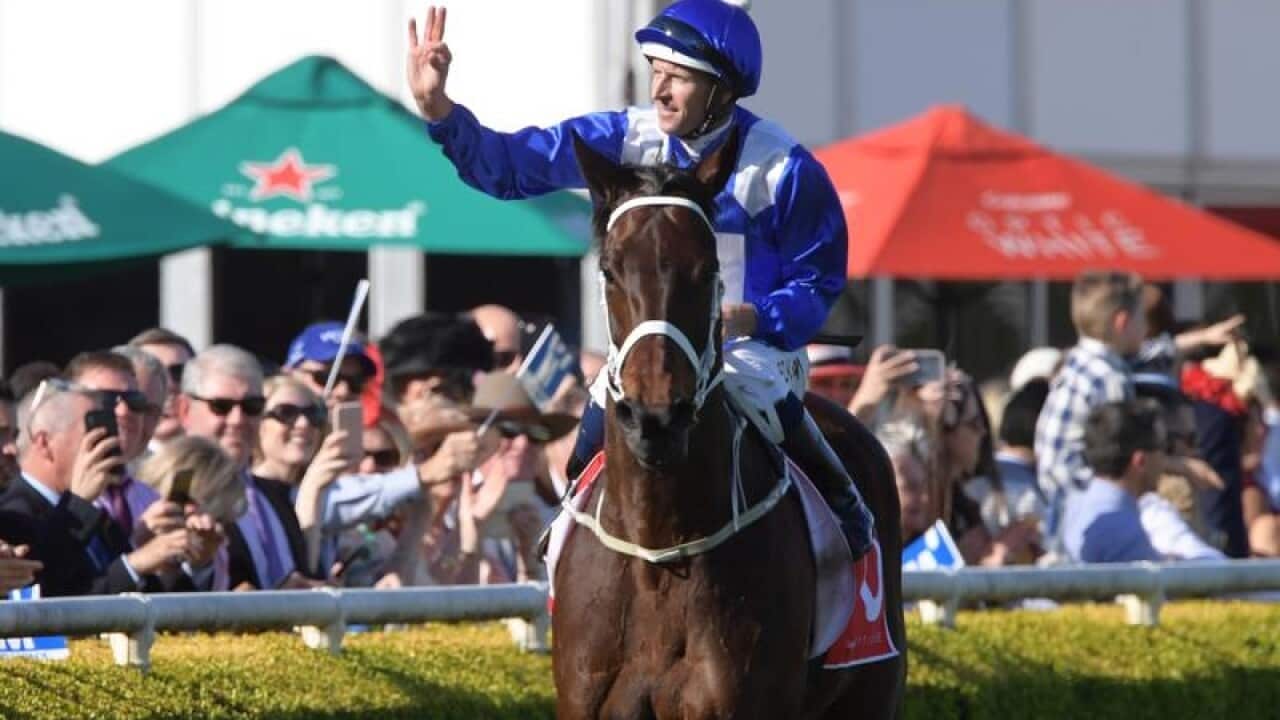 Jockey Hugh Bowman on board Winx