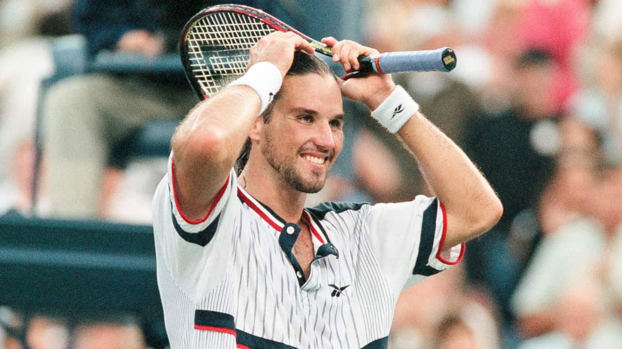 Pat Rafter of Australia reacts after winning the US Open in 1998