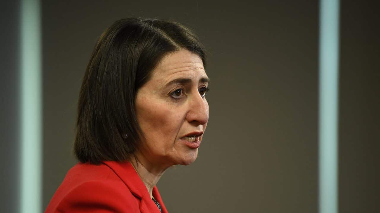 NSW Premier Gladys Berejiklian speaks to the media during a press conference in Sydney, Friday, July 17, 2020. (AAP Image/Joel Carrett) NO ARCHIVING