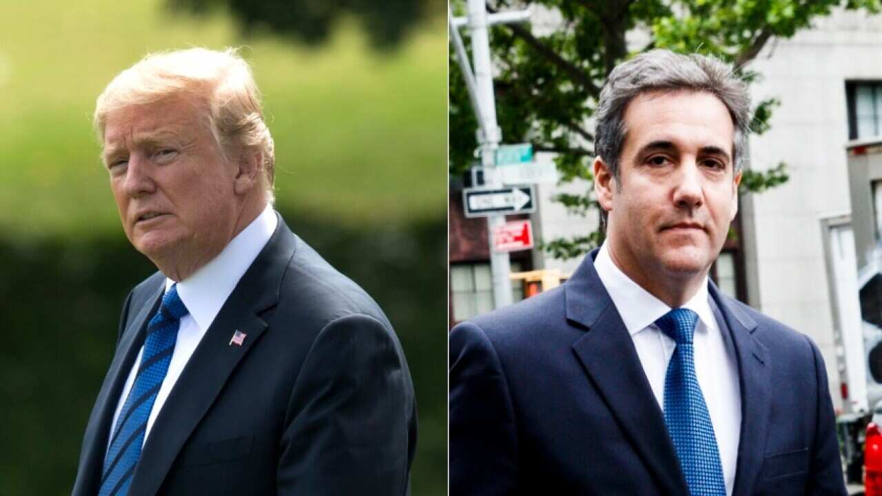 Combo image of US President Donald Trump and his former lawyer Michael Cohen