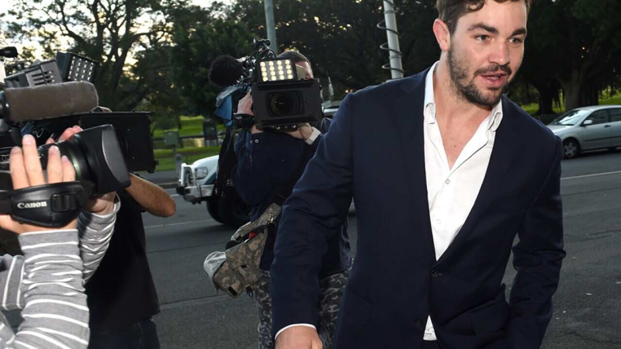 Aidan Guerra arrives at the NRL Judiciary