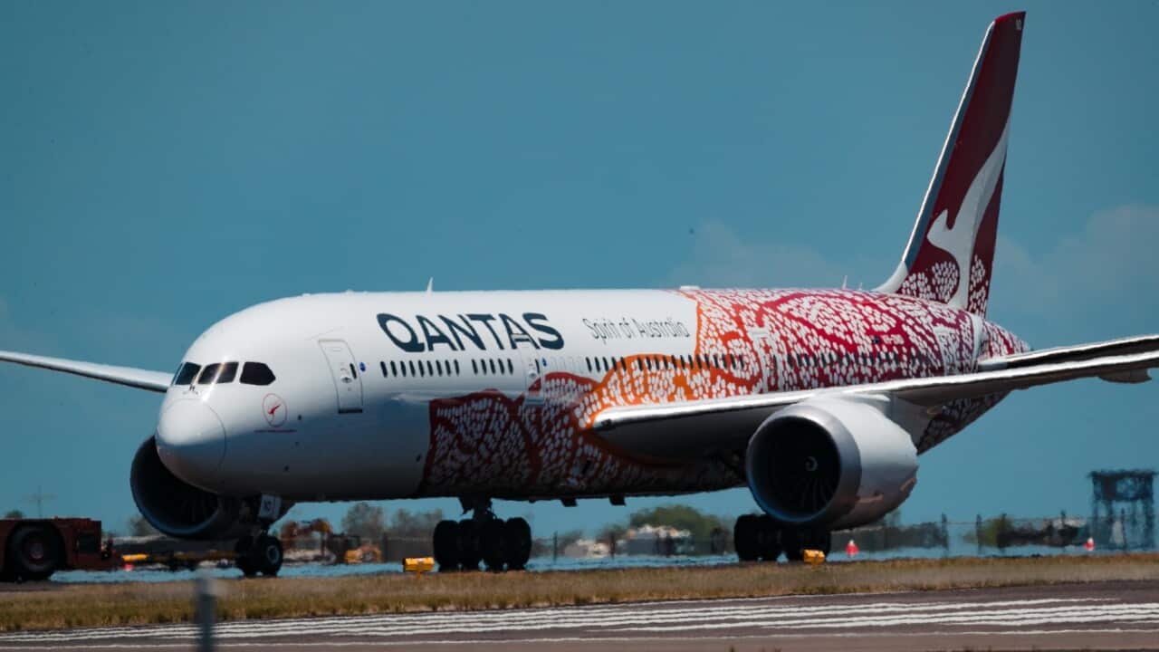 A Qantas plane at Darwin Airport