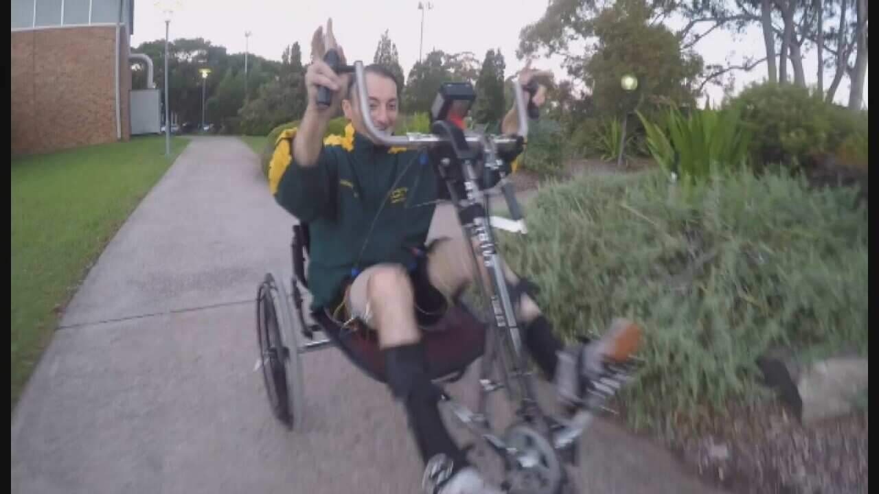 Greg McClure riding the Berkel Bike