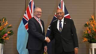 Australia’s Prime Minister Anthony Albanese and Fiji’s Prime Minister Sitiveni Rabuka before a bilateral meeting in Suva.